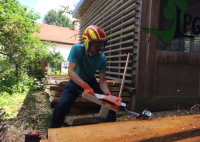 Ecorçage de notre bois